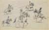 EDWARD BOREIN Group of 12 ink drawings.
